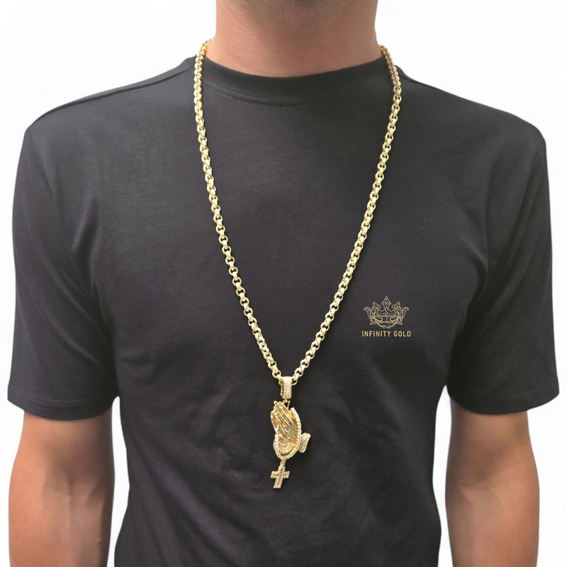 Praying Hands With Rosery Beads pendant