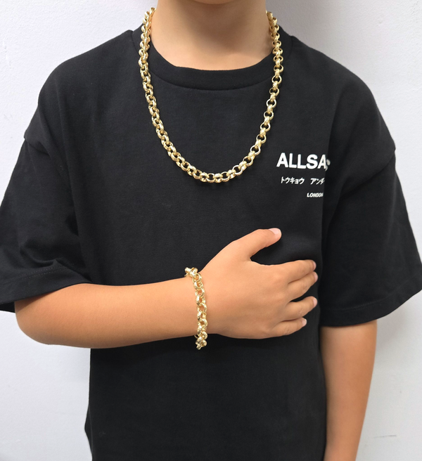 8mm Diamond Cut Belcher Kids Set