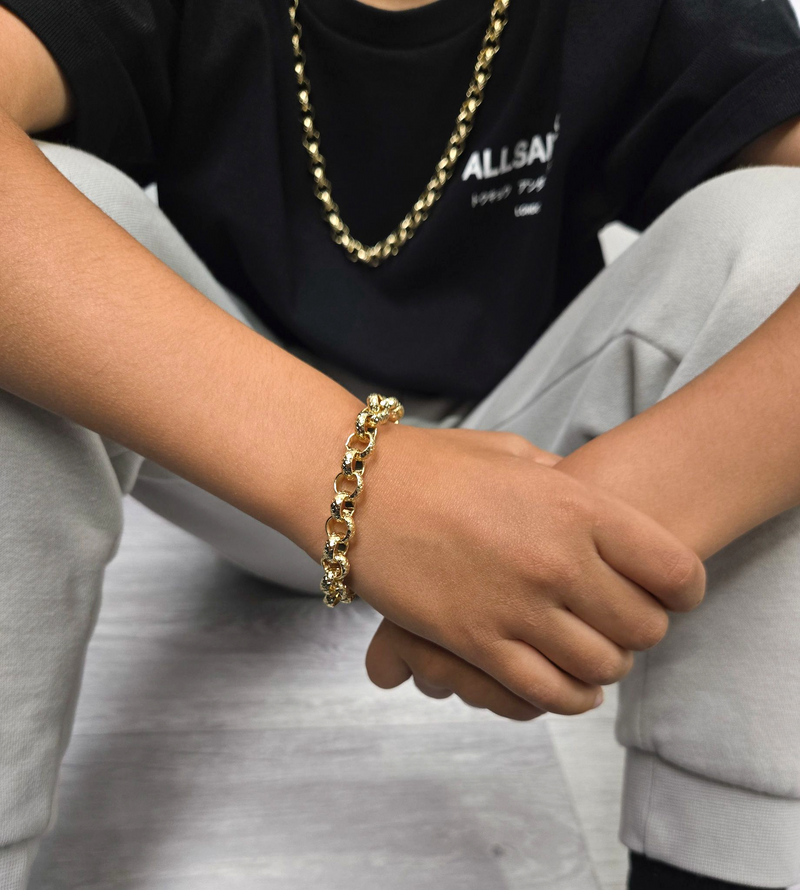 8mm Diamond Cut Belcher Kids Set