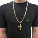 Large Patterned Cross pendant on Belcher Chain