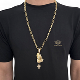 Praying Hands With Rosery Beads pendant