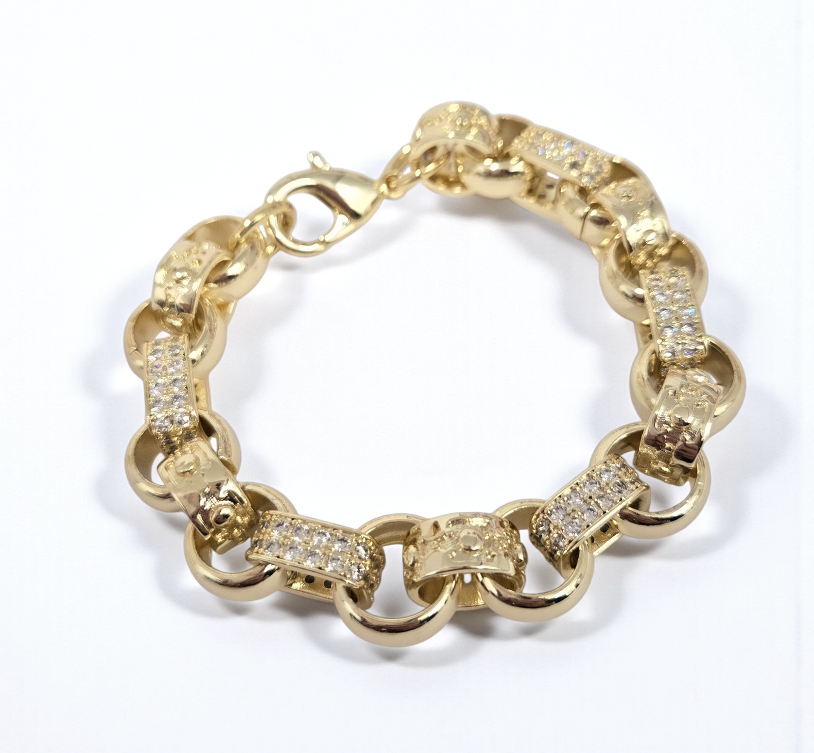 13mm CZ Gypsy Style Belcher Bracelet – INFINITY GOLD UK 13mm CZ Gypsy Style Belcher Bracelet – INFINITY GOLD UK
