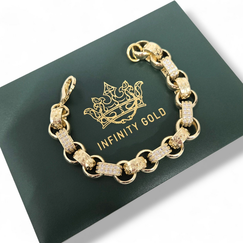 13mm CZ Gypsy Style Belcher Bracelet