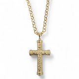 Large Patterned Cross pendant on Belcher Chain