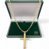Large Patterned Cross pendant on Belcher Chain