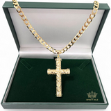 Large Patterned Cross pendant on Belcher Chain