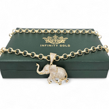 Large Cz Embossed Elephant Pendant