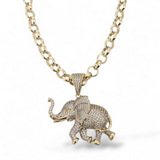 Large Cz Embossed Elephant Pendant