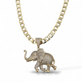 Large Cz Embossed Elephant Pendant