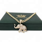 Large Cz Embossed Elephant Pendant