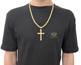 Large Patterned Cross pendant on Rope Chain