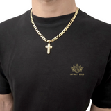 Small Crucifix Cross Pendant on 6mm Curb 20" Length Unisex Chain and Pendant