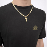 Small Crucifix Cross Pendant on 6mm Curb 20" Length Unisex Chain and Pendant