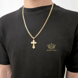 Medium Crucifix Cross Pendant on 5mm Curb 24" Length Unisex Chain and Pendant