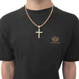Full Cz Embossed Barell Cross on Curb Chain or Belcher Chain