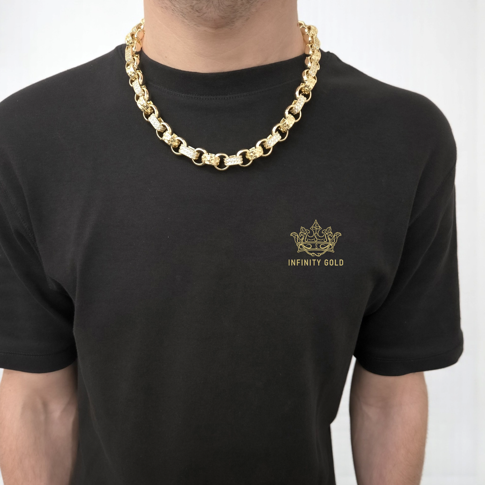 Gypso Chain 13mm CZ Gypsy Style Belcher Chain – INFINITY GOLD UK