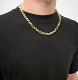 8mm Diamond Cut Belcher Chain, Gold Patterned Belcher Chain