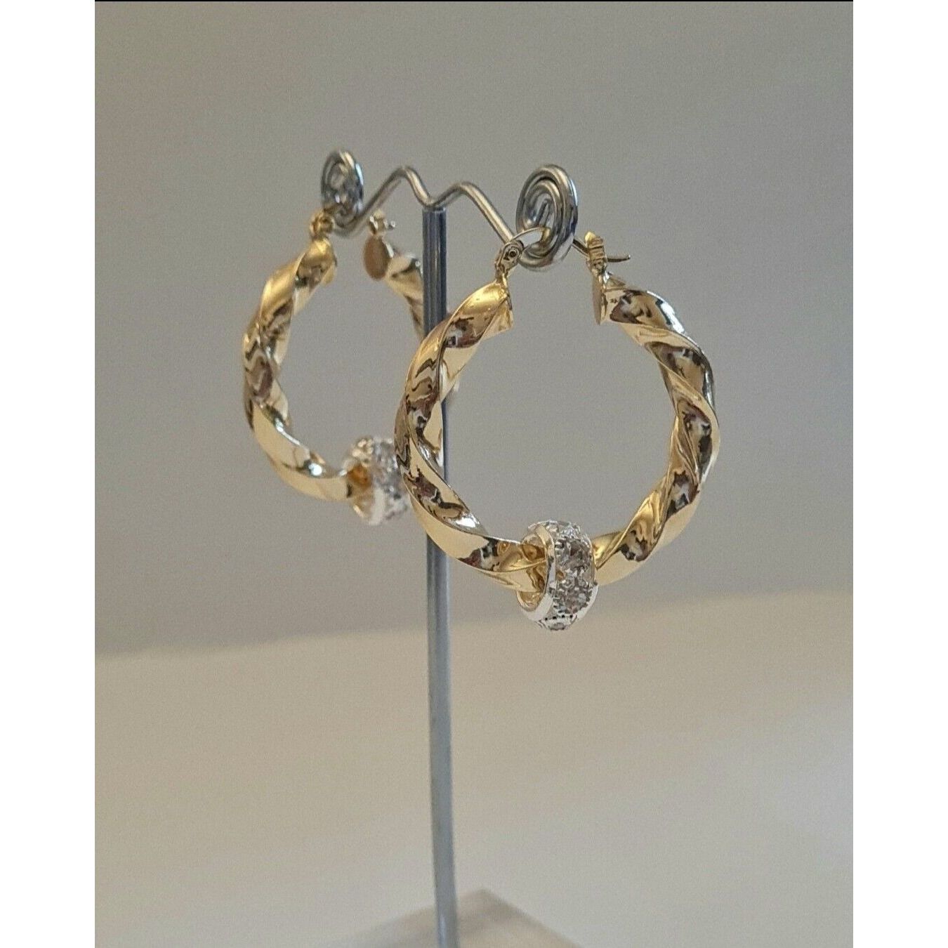 35mm Chunky Twist Hoops with CZ Balls