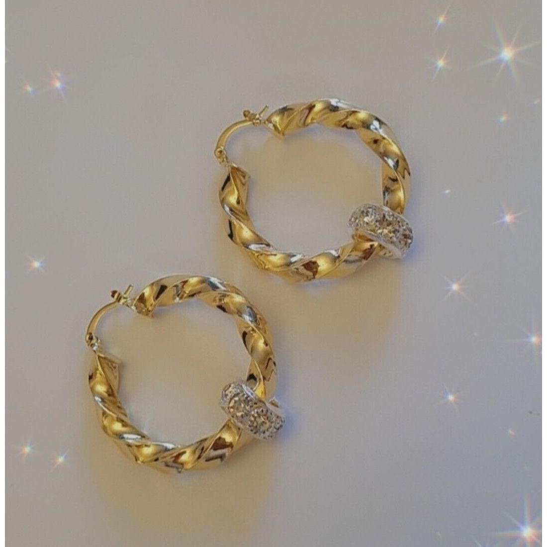35mm Chunky Twist Hoops with CZ Balls