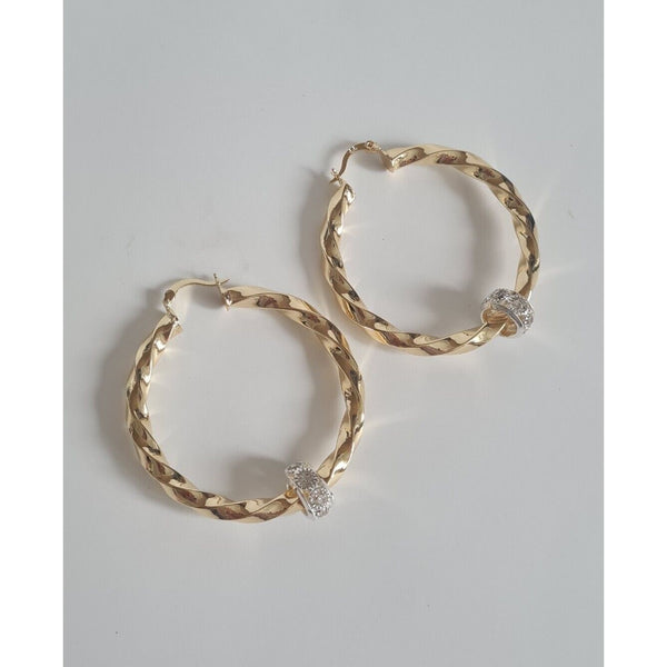 50mm Twist Hoops with CZ Balls