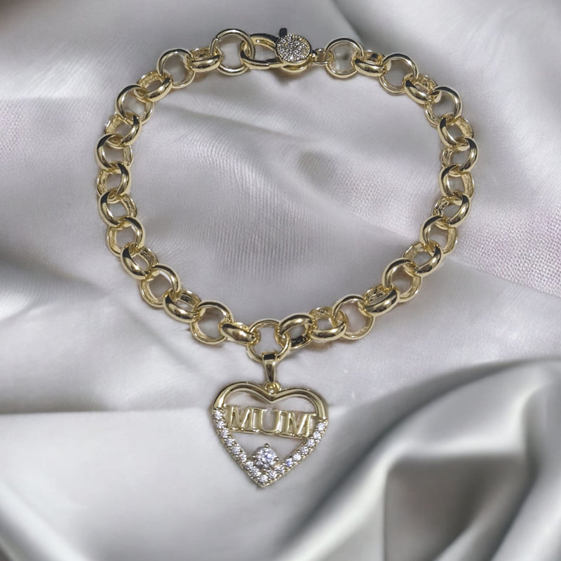 Gold Mum Bracelet With Diamante Clasp