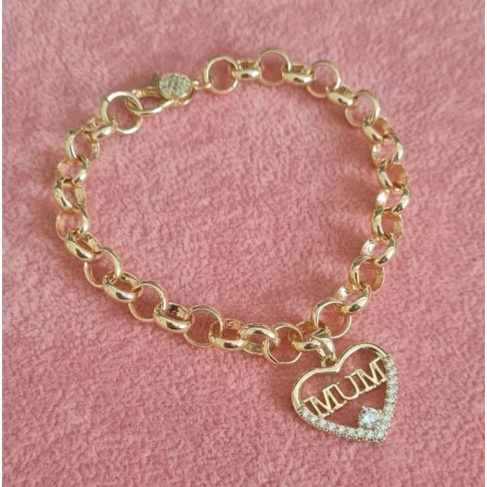 Gold Mum Bracelet With Diamante Clasp