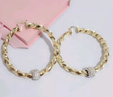 "Clarrisa" XL Twist Hoops with Crystal Balls