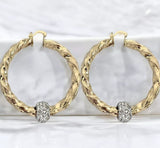 "Clarrisa" XL Twist Hoops with Crystal Balls