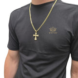 CZ set Stone Cross on Curb