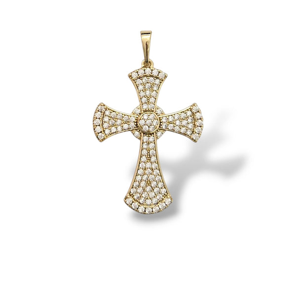 CZ set Stone Cross on Curb