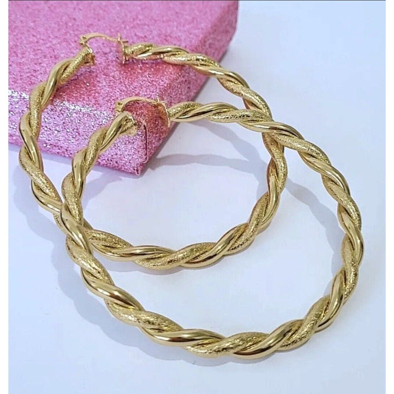 70mm Rope Twist Shimmer Hoops