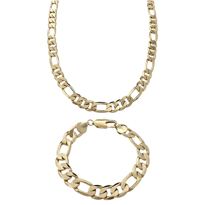10mm Figaro Chain and 12mm Figaro Bracelet