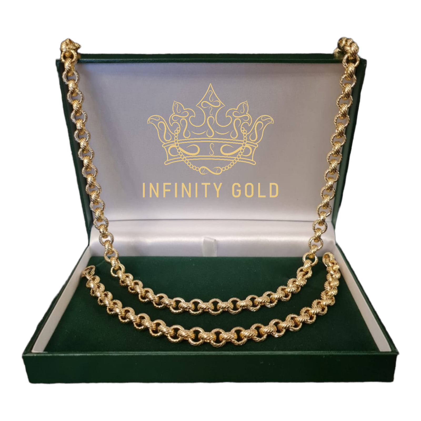 8mm Lined Belcher Bracelet And Chain Set INFINITY GOLD UK