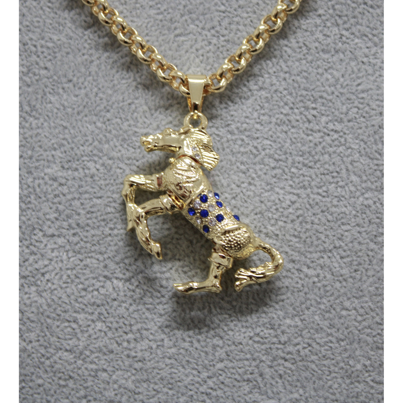 50mm Blue CZ Horse Pendant