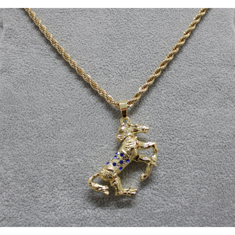 50mm Blue CZ Horse Pendant