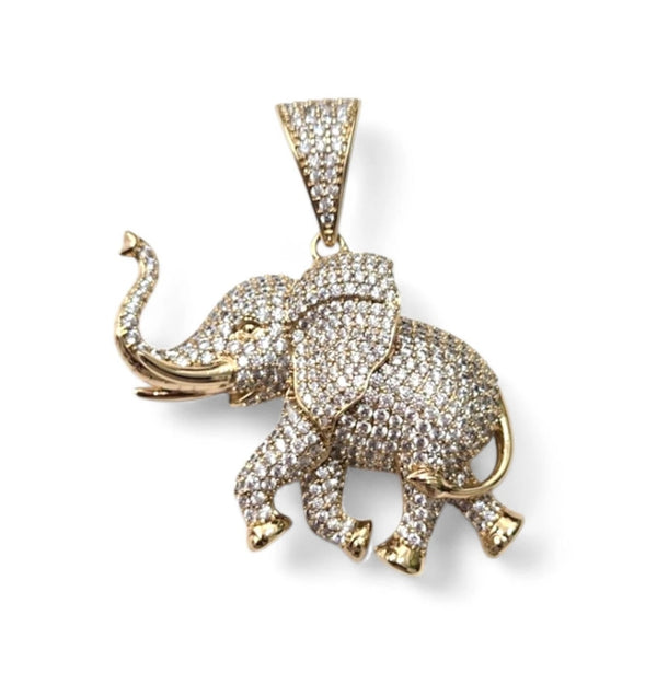 Large Cz Embossed Elephant Pendant