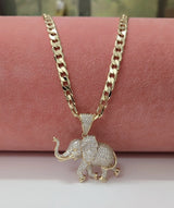 Large Cz Embossed Elephant Pendant