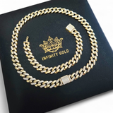 12mm CZ Iced Cuban Curb Set, Gold Chops Set, Miami Cuban Chain and Bracelet Set