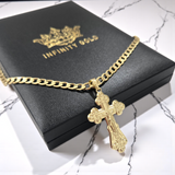 Medium Crucifix Cross Pendant on 5mm Curb 24" Length Unisex Chain and Pendant
