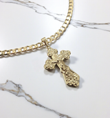 Medium Crucifix Cross Pendant on 5mm Curb 24" Length Unisex Chain and Pendant