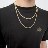 4mm Classic Cuban Curb Chain, Thin Gold 3D Cuban Chain