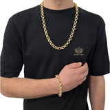 12mm Diamond Cut Belcher Bracelet And Chain Set