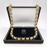 12mm Patterned Gold Belcher Chain & Bracelet, Large and Chunky Alternate Gold Belcher Set