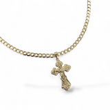 Medium Crucifix Cross Pendant on 5mm Curb 24" Length Unisex Chain and Pendant