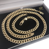 6mm Cuban Curb Set, Medium Chunky Gold Cuban Chain and Bracelet Set