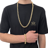 12mm Diamond Cut Belcher Bracelet And Chain Set