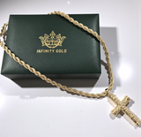 Large Patterned Cross pendant on Rope Chain