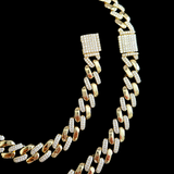12mm CZ Iced Cuban Curb Set, Gold Chops Set, Miami Cuban Chain and Bracelet Set