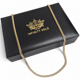 4mm Classic Cuban Curb Chain, Thin Gold 3D Cuban Chain