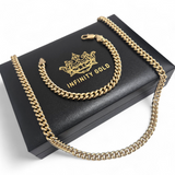 6mm Cuban Curb Set, Medium Chunky Gold Cuban Chain and Bracelet Set